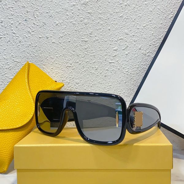 Übergroße quadratische einteilige Sonnenbrille für Herren und Damen, Designer-Farbwechsel, UV400-beständige Gläser, hochwertige Außenspiegel mit Schutzhülle LW40122I