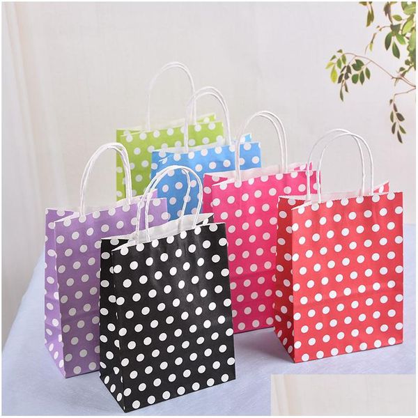 Aufbewahrungstaschen 1000 stücke Schöne Polka Dot Spotty Öl Papiertüten Snack Kuchen Pommes Frites Hamburger Tragbare Tasche Hochzeit Party Bevorzugung Geschenk Drop Deli Dhhma