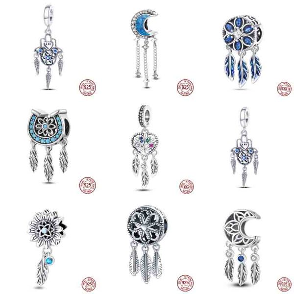 Dreamcatcher prata esterlina 925 sonho captura cura série grânulo charme caber pando plata de ley 925 pulseira diy jóias presente