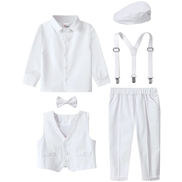 Abiti da battesimo per bambini Abiti da battesimo per bambini Set Ragazzi Set di vestiti bianchi da chiesa Abiti formali da sposa 4 pezzi 240109