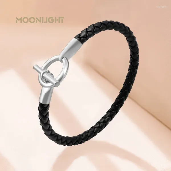 Charme pulseiras moonlight clássico ot lock couro genuíno para mulheres casais pulseira feminino homem jóias presente acessórios de moda