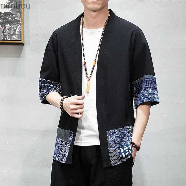 T-shirt da uomo Camicie casual da uomo cinese streetwear vintage per il tempo libero camicia da uomo in lino allentato punto aperto camicia da uomo plus size 5XL 2020L240110