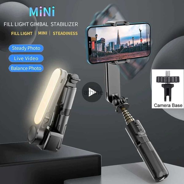 Selfie Monopods Gimbal Stabilizer Selfie Stick com tripé Led Light para telefone Mobile Action Camera Cell Holder Stand Smartphone Monopod Tripes YQ240110