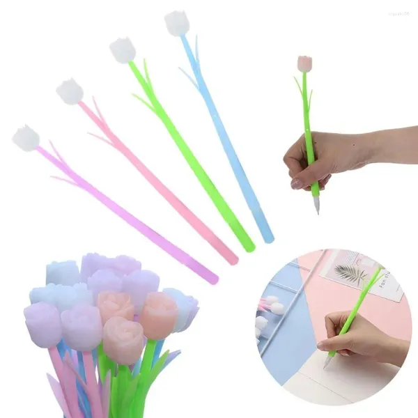 Silicagel mudando canetas de flores criativo escritório casa suprimentos pp macio descolorir rosa gel papelaria
