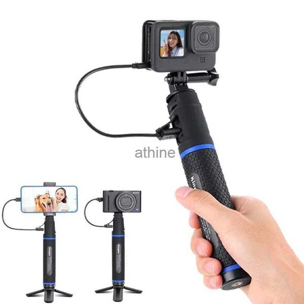 Selfie Monopés 2 em 1 Selfie Stick e Amp para /OSMO Pocket /Action /Insta360 Power Bank 5200mAH Bateria Tripé de aperto de mão YQ240110