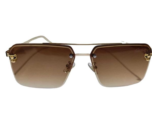 Designer-Sonnenbrille Kajia's New Wolf Head Square Metal Frameless Sonnenbrille, Herren- und Damenmode-Stil, stilvolle und modische Modell-Sonnenbrille O4ZT