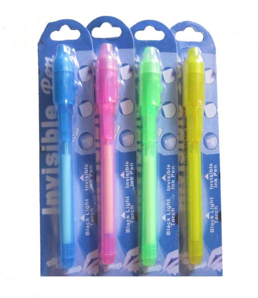 Confezione di blister individuali per ogni penna UV con luce nera con luci ultraviolette Penna a inchiostro invisibile Penne invisibili 4 colori4140605