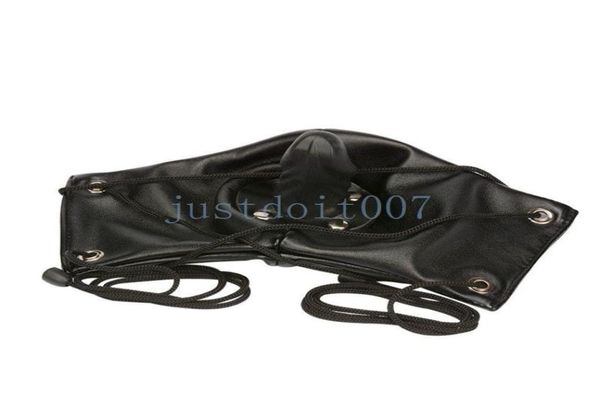 Bondage PU Pelle Mezza maschera Cappuccio Bocca Bavaglio Imbracatura Restraint Spina orale Gioco di coppia R989051169