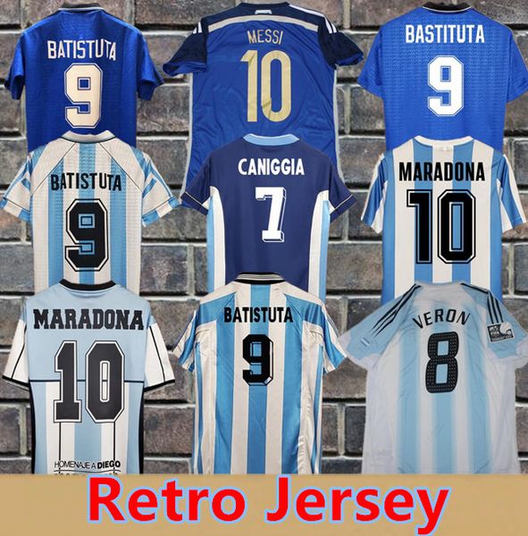 1978 1986 1998 Argentinien Retro-Fußballtrikot Maradona 1996 2000 2001 2006 2010 1994 KINDER Kempes Batistuta Riquelme HIGUAIN KUN AGUERO CANIGGIA AIMAR Fußballtrikots