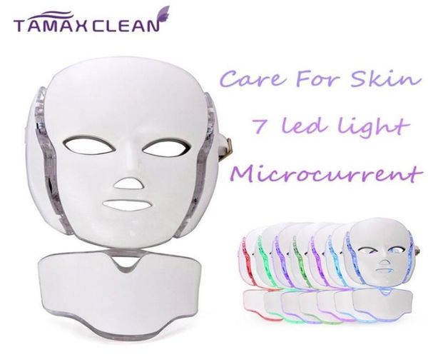 LM001 PDT 7 LED-lichttherapie gezicht schoonheid machine LED gezichtshalsmasker met microstroom voor huidbleekapparaat dhl shipme8179913
