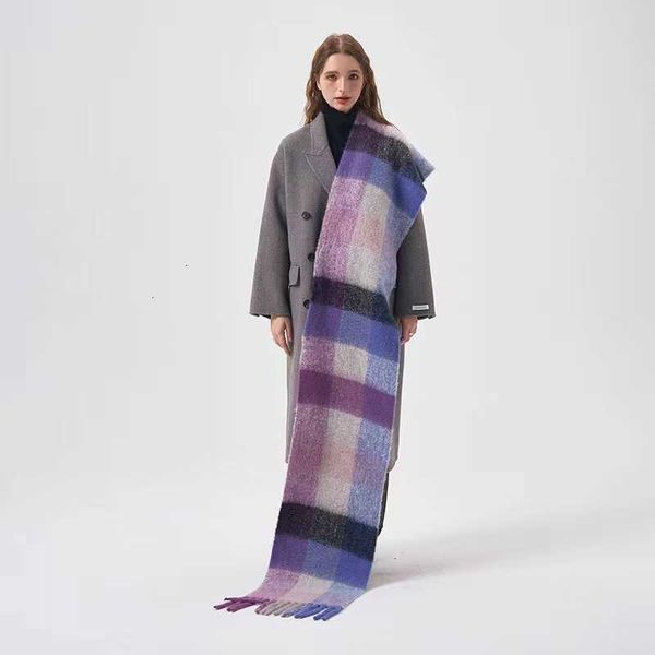 Шарфы Новинка 2023 года, осенне-зимний шарф, разноцветный плотный клетчатый шарф, мужской и женский термошаль одинаковой длины55dbhy6a 329L0