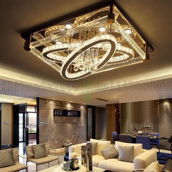 BE50 Einfache moderne kreative rechteckige Deckenleuchte ovale LED-Kristalllampen Wohnzimmer Restaurant Schlafzimmer el Deckenleuchten L250c