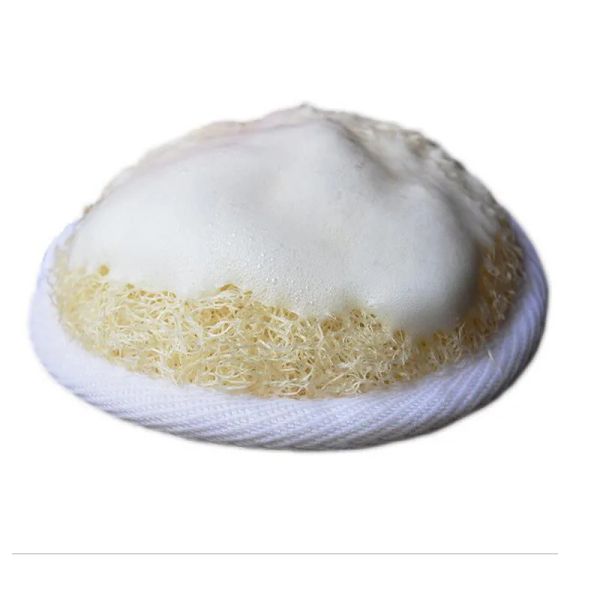 Esponja esfoliante natural em formato redondo de 10cm, esponja facial para remover a pele morta, massagem spa, limpeza poderosa, luffa bj