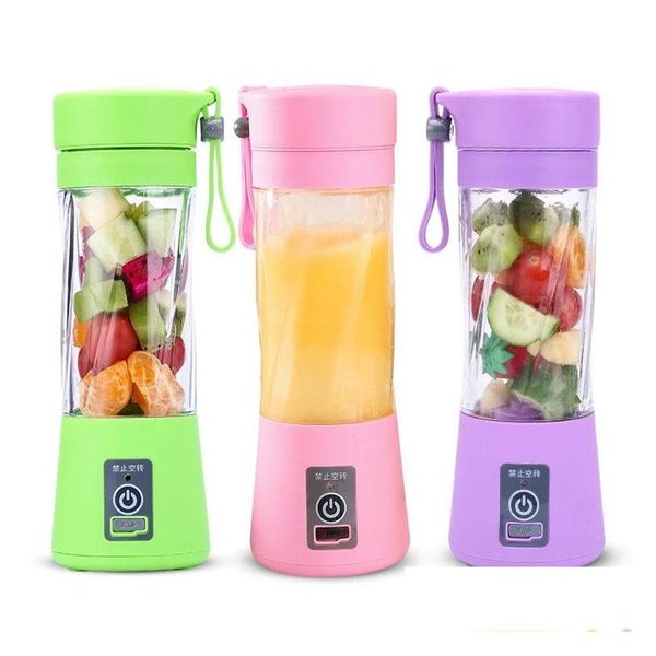 Juicers 380ml 4/6 lâminas mini portátil espremedor de frutas elétrico usb recarregável smoothie maker liquidificador hine esportes garrafa suco copo dr otm8d