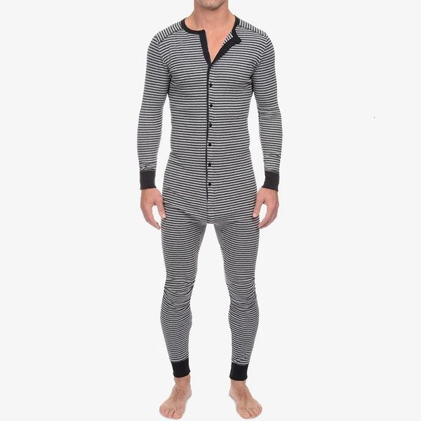 Pijama listrado masculino o-pescoço manga longa macacão casa wear aconchegante lazer pijamas S-3XL 240110