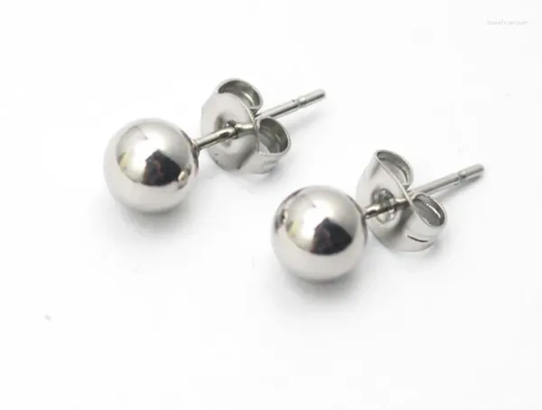 Orecchini a bottone Borchie a sfera color argento stile europeo Perla in acciaio inossidabile di buona qualità per donne e ragazze