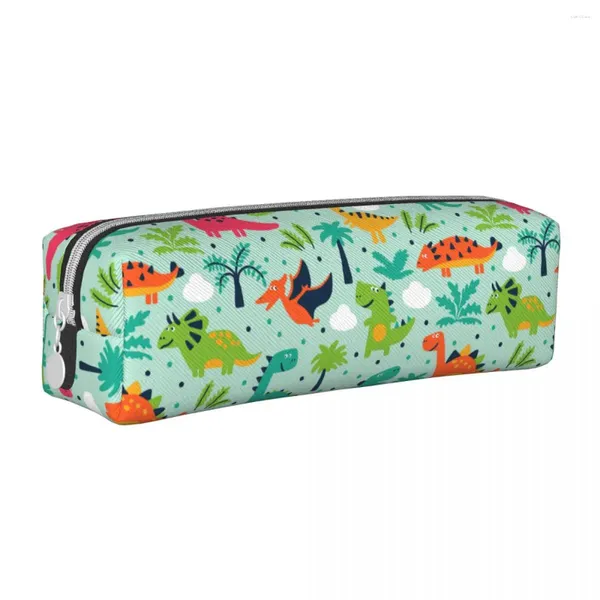 Bonito dinossauro padrão lápis casos caneta titular sacos estudante grande capacidade material escolar presente pencilcases