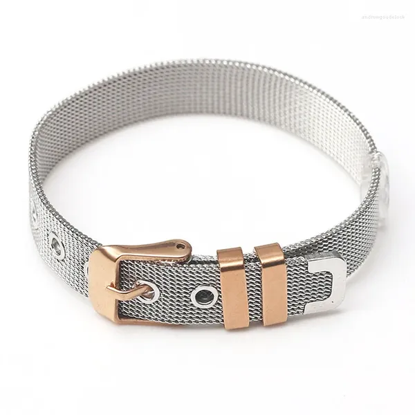 Braccialetti con ciondoli Alla moda Uomo Donna Semplice femminile Nastro color oro Tendenza Bracciale con catena in acciaio inossidabile Regalo Gioiello