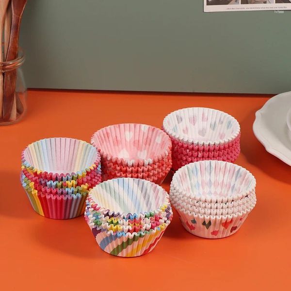 Moldes de cozimento 100 pcs muffin cupcake copos de papel forro copo diy bandeja de festa ferramentas de decoração de aniversário decoração