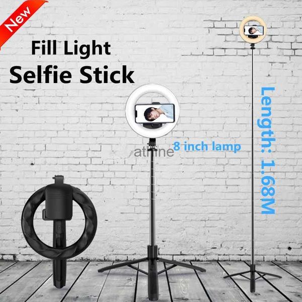 Selfie Monopiedi Wireless Bluetooth Selfie Stick Treppiede Pieghevole palmare Otturatore remoto con grande anello LED Luce fotografica per Android IOS YQ240110