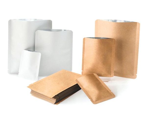 100 Stück oben offene weiße Papiertüte aus Kraftpapier, klein, heißversiegelt, gemahlene Kaffeebohnen, Pulver, Salz, Seife, Schokolade, Snack, Süßigkeiten, Bäckerei, Packagi3996728