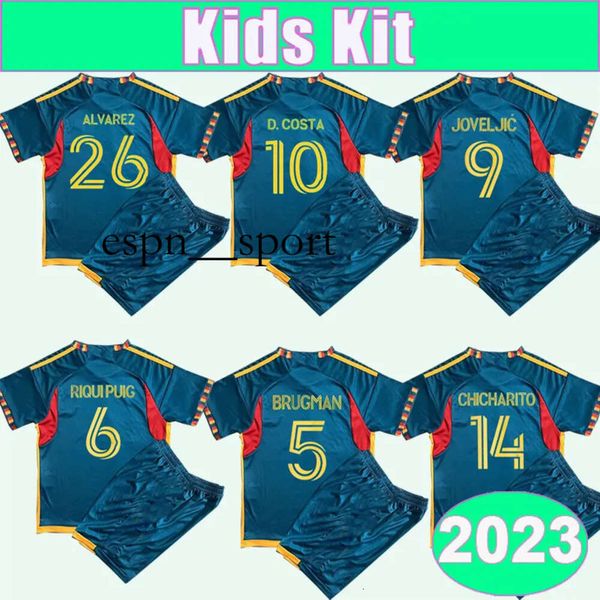 espnsport 2023 LA Galaxy D.COSTA Kids Kit Camisas de futebol CHICHARITO BRUGMAN AAREZ BOYD AGUIRRE Away Camisa de futebol Criança Terno Uniformes de manga curta