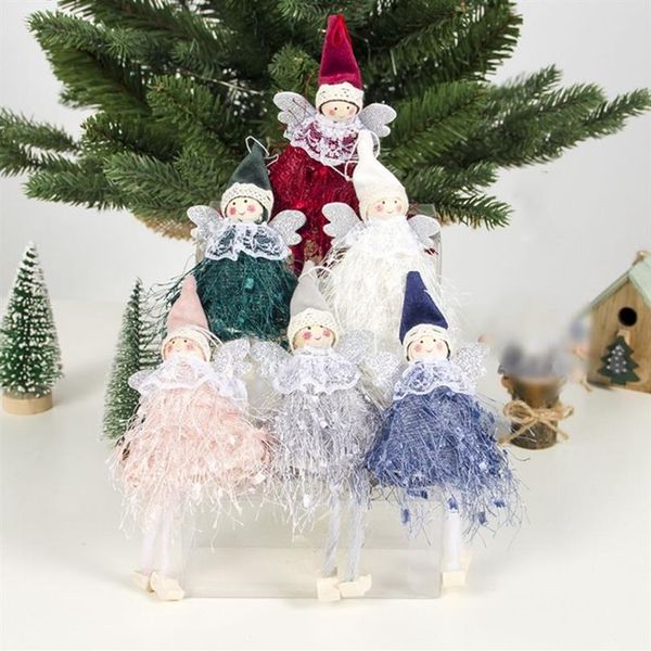Ano novo 2020 bonito lã anjo boneca pingente árvore de natal ornamentos navidad decoração para casa natal noel decoração artesanato crianças gift307g