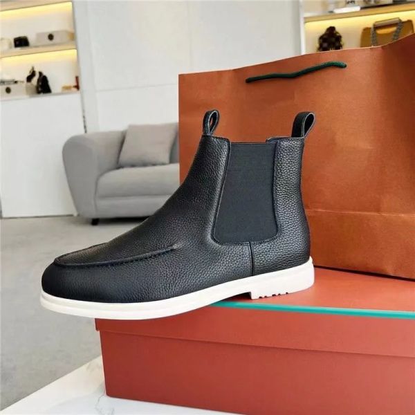 2024 Yeni Elbise Ayakkabı Moccasin Loro Yürüyüş Ayakkabı Lüks Kış Ayak Bileği Düz Erkekler Vintage Martin Boots Tasarımcı Piana Kürk Çeken Ayakkabı Adam Açık Mouter Sneaker Hediye 564