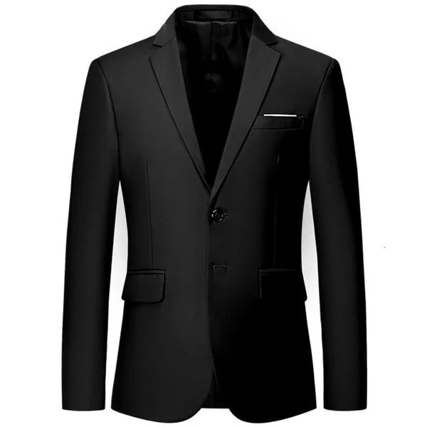 Мужской деловой повседневный пиджак, модный однотонный приталенный пиджак, фиолетовый, черный, белый, королевский синий, свадебный костюм для жениха, пальто 6XL 240110