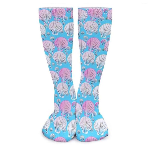 Женские носки с морскими ракушками, розовые и белые чулки в стиле ретро, качественные чулки для пар, велосипедный зимний узор, защита от пота
