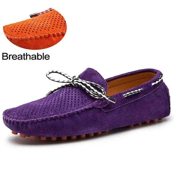 GAI GAI GAI Verão Homens Camurça Mocassins Respirável Mocassins Barco Clássico Sapatos de Condução Laranja Roxo Mens Flats 38-47 240109