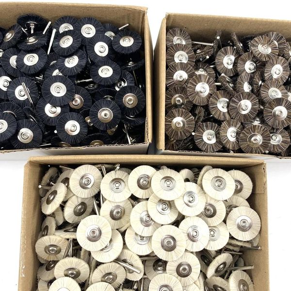 Ausrüstungen 144pcs 22 mm 19mm Abrasivpinsel 2,35 mm Schaftschmuck Polierrad für Dremel Elektrowerkzeugzubehör