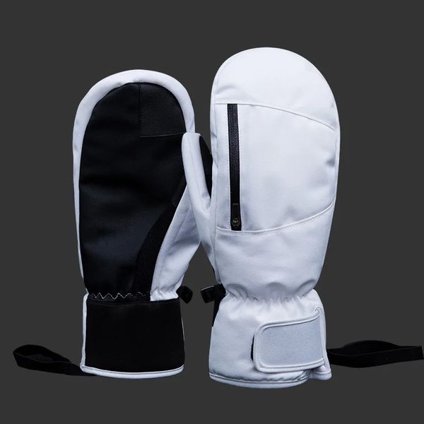 Homens Mulheres Inverno Esqui Snowboard Pode Touch Screen À Prova D 'Água Térmica Grosso Luvas de Neve Snowmobile Mittens Preto Branco Cinza 240109