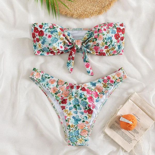 Set 2023 Fashion New Print Costume da bagno Donna Bikini a triangolo diviso Bikini Hot Spring Costume da bagno Bikini