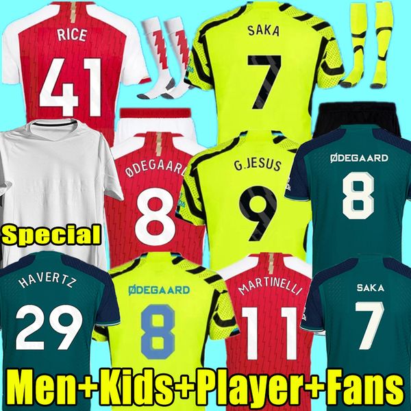 Maglie da calcio SAKA G. JESUS ODEGAARD RICE HAVERTZ 23 24 Gunners MARTINELLI SMITH ROWE NKETIAH ZINCHENKO SALIBA TROSSARD Maglia da calcio Uomo Bambini Bambino Set Kit