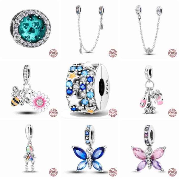 Nuovo in originale 100% argento sterling 925 brillion cz stelle braccialetto di perline albero di tartaruga pendenti e ciondoli adatti braccialetto Pando gioielli da donna fai da te