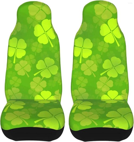 Coprisedili per auto San Patrizio Giorno Shamrock Lucky Pattern 2 pezzi Coprisedili per protezione anteriore Cuscino Auto Decor universale