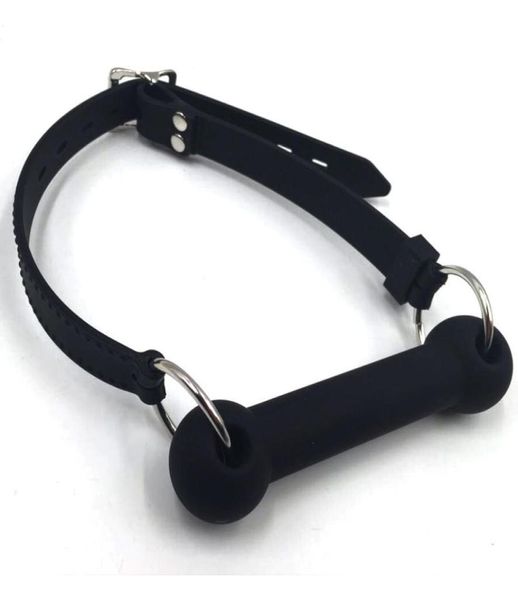 BDSM Bondage Silicone pieno Bocca aperta Bit Gag Cavallo Pony Gioco di ruolo Bavaglio Giocattolo adulto del sesso per coppia T2005189179145