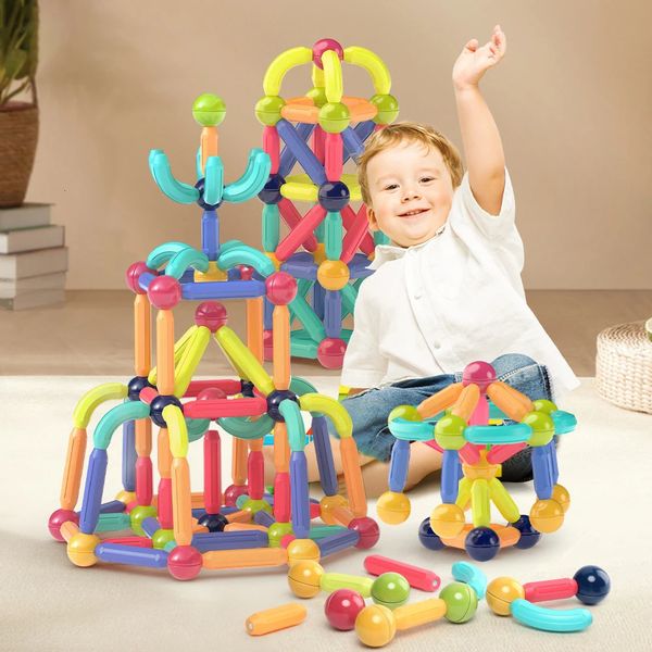 Bastoncini magnetici da costruzione Blocchi giocattolo per i più piccoli Montessori Set di costruzioni educative con magnete Giocattoli per bambini 240110