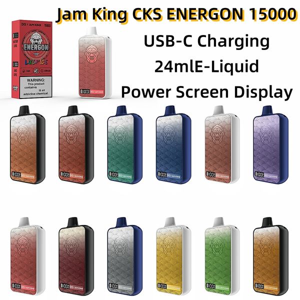 Jam King CKS ENERGON puff 15k vape desechable Magazzino UE 24ml Preriempito vaporizzatore all'ingrosso puff 15k USB-C Ricarica E Liquid Power Screen Display 12 gusti Vape puff bar