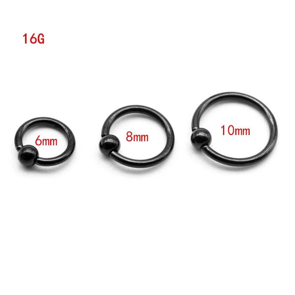 Schwarz Captive Hoop Ball Ringe BCR Augenbraue Tragus Nase Nippel Bar Lippen Körper Piercing Schmuck 316L Edelstahl Großhandel 240109