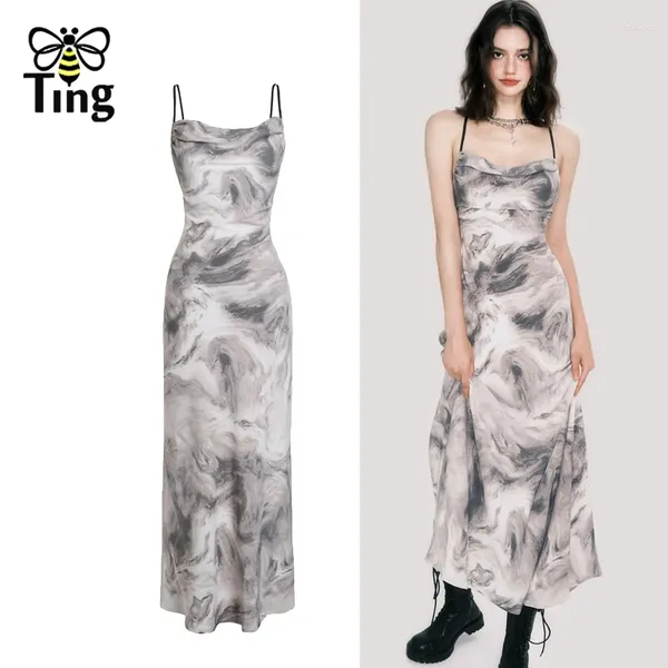 Casual Kleider Tingfly Frauen Strap Ärmellos Offenen Rückenfreien Blumendruck Sommer Dame Streetwear Chic Vestidos A-linie Roben