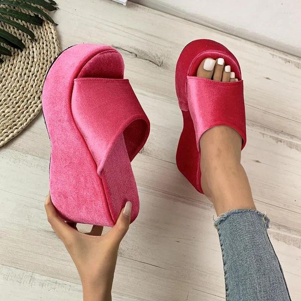 Sandalen Sommer Keil frauen Hausschuhe 2024 Plus Größe Weibliche Schuhe Mode Peep Toe Plattform Slipper High Heel Damen