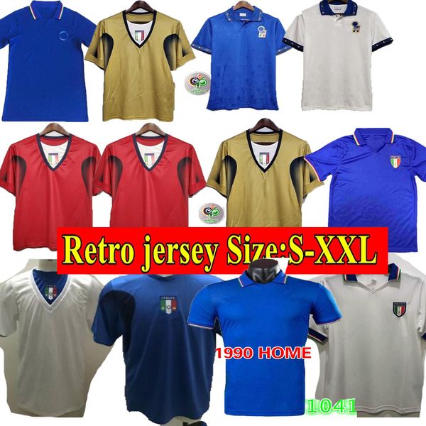 1982 Italiens klassische Retro-Fußballtrikots ROSSI 1990 1994 R.BAGGIO MALDINI Totti Del Piero 2000 2006 Pirlo Inzaghi Cannavaro Materazzi Nesta Buffon Fußballtrikot