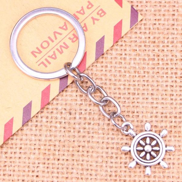 Schlüsselanhänger 20 stücke Mode Keychain 22x20mm Schiffe Rad Helm Ruder Anhänger DIY Männer Schmuck Auto Schlüssel Kette ring Halter Souvenir Für Geschenk