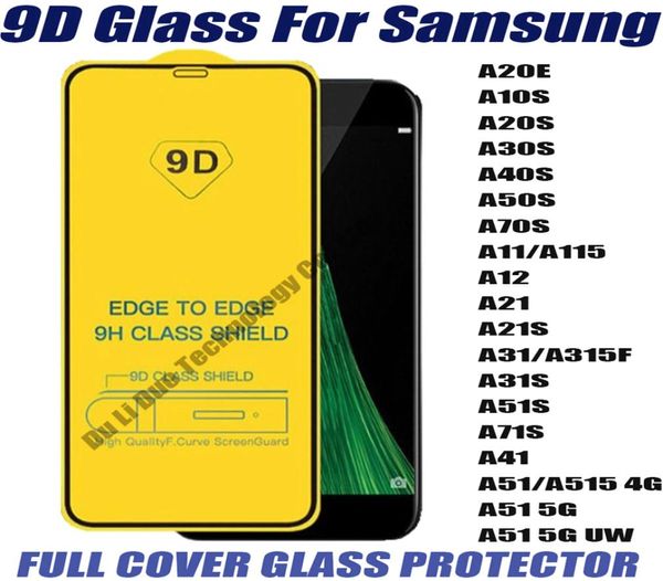 Protezione dello schermo del telefono in vetro temperato con copertura completa 9D per Samsung Galaxy A20E A10S A20S A30S A40S A50S A70S A11 A12 A21 A21S A31 A313298258