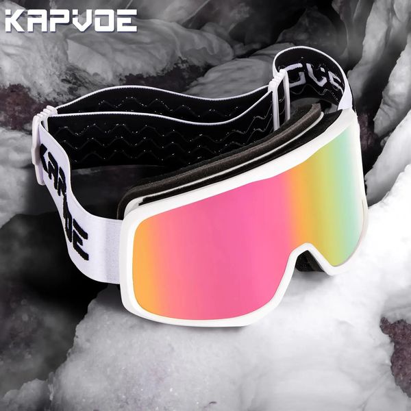 Kapvoe óculos de esqui óculos de neve masculino uv400 revestimentos anti-nevoeiro snowmobile snowboard esqui feminino óculos de sol ao ar livre esporte de inverno 240109