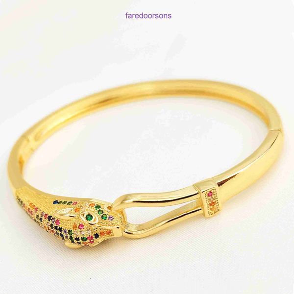 Luxo Carter Designer chave de fenda pulseira Moda Personalizado Colorido Zircão Prego Pulseira para Feminino Exagerado Animal Cabeça de Leopardo Tem Caixa de Presente