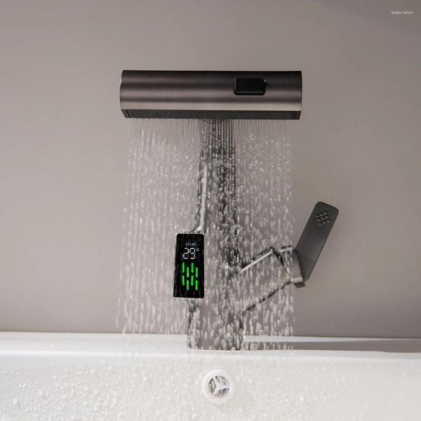 Rubinetti per lavandino del bagno Rubinetto per energia idroelettrica Display digitale Miscelatore per lavabo acqua fredda Foro per supporto singolo Nucleo valvola in plastica Rubinetto per lavabo