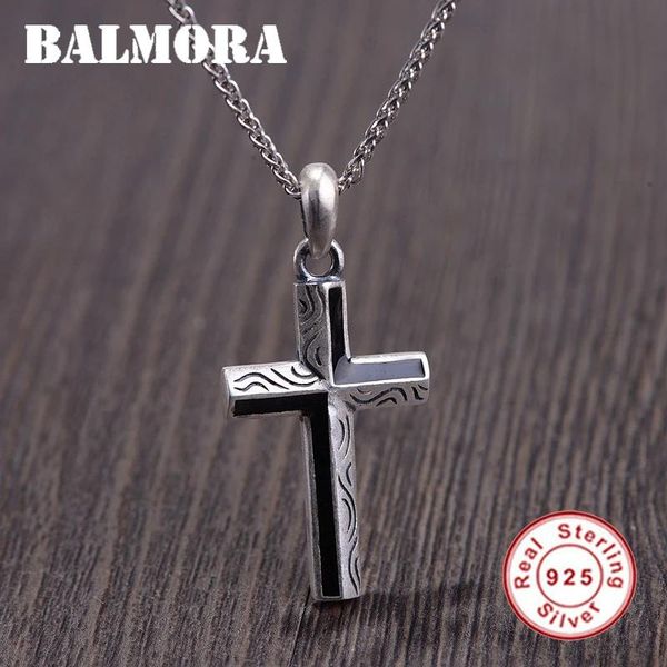 Anhänger BALMORA 925 Sterling Silber Einfacher Matt-Kreuz-Anhänger für Frauen Männer Liebhaber Mode Christlicher Schmuck Zubehör ohne Kette